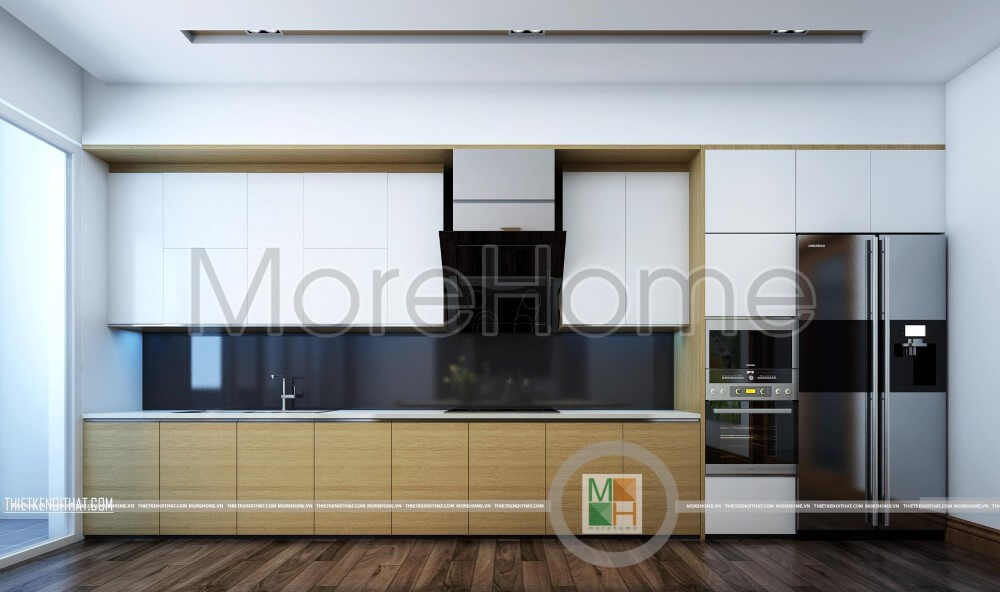 Nội thất phòng bếp gỗ công nghiệp hiện đại đẹp cho nhà phố Thiết kế phòng bếp
