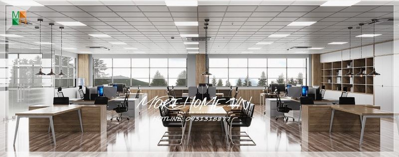 Với cách sắp xếp và bố trí hài hòa văn phòng được thiết kế theo phong cách hiện đại luôn được các lãnh đạo ưu tiên lựa chọn.