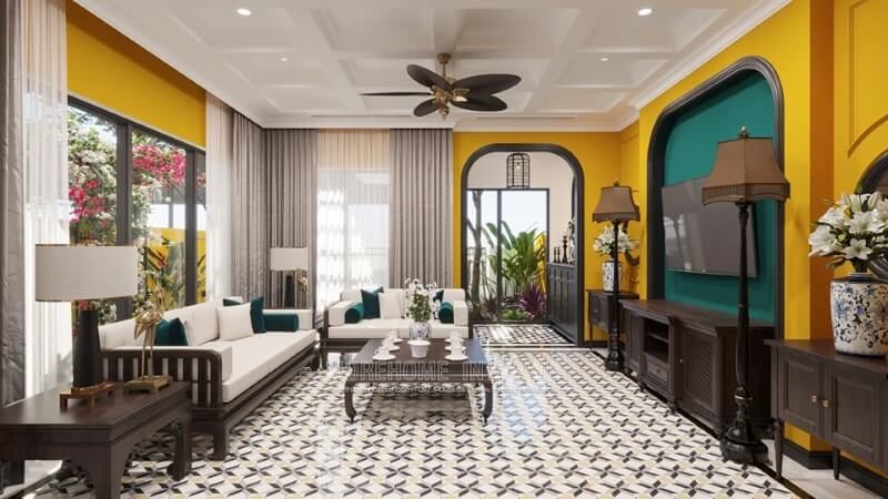 Thiết kế nội thất biệt thự đẹp theo phong cách á đông