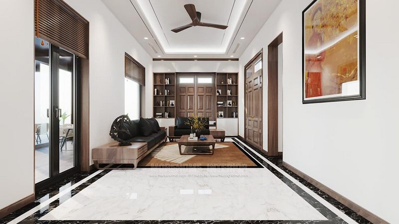 Trang trí nội thất phòng khách đẹp với đá ốp sàn nhập khẩu cao cấp