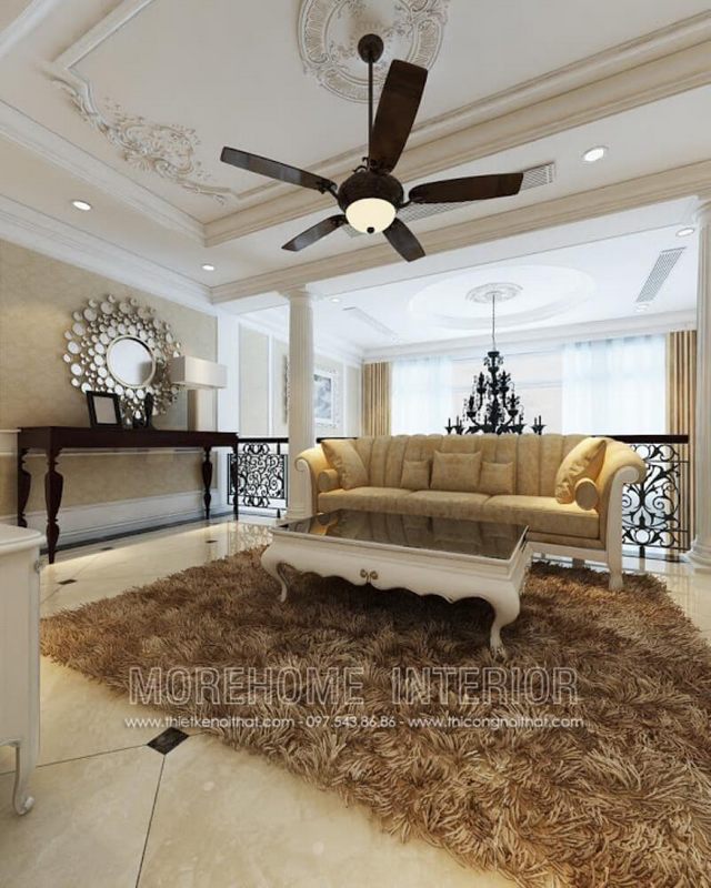 Bàn trà với những đường nét mềm mại mang lại nét đẹp nhẹ nhàng tinh tế cho căn phòng.