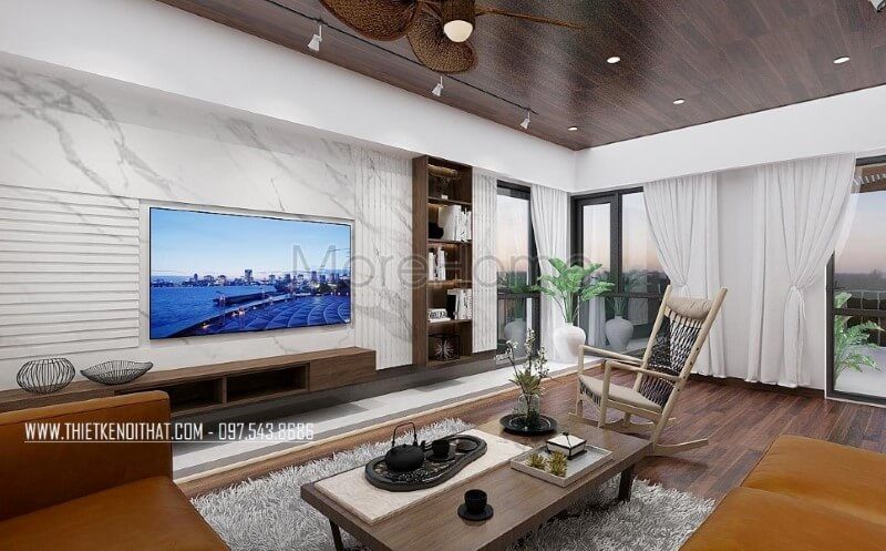 Trang trí nội thất phòng khách đẹp cho biệt thự, nhà phố với đá ốp tường vân mấy trang trí đẹp mắt, sang trọng.