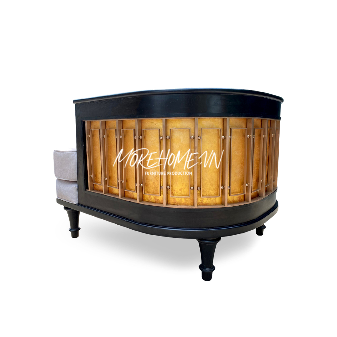 Thiết kế mẫu sofa đơn phòng khách chất liệu gỗ tự nhiên sơn màu đen huyền bí