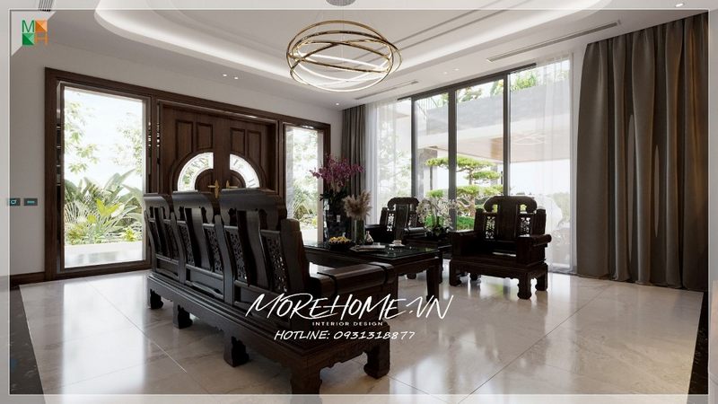 Trang trí phòng khách nội thất được sắp xếp trang trí tiện nghi, thẩm mỹ phù hợp với sử dụng