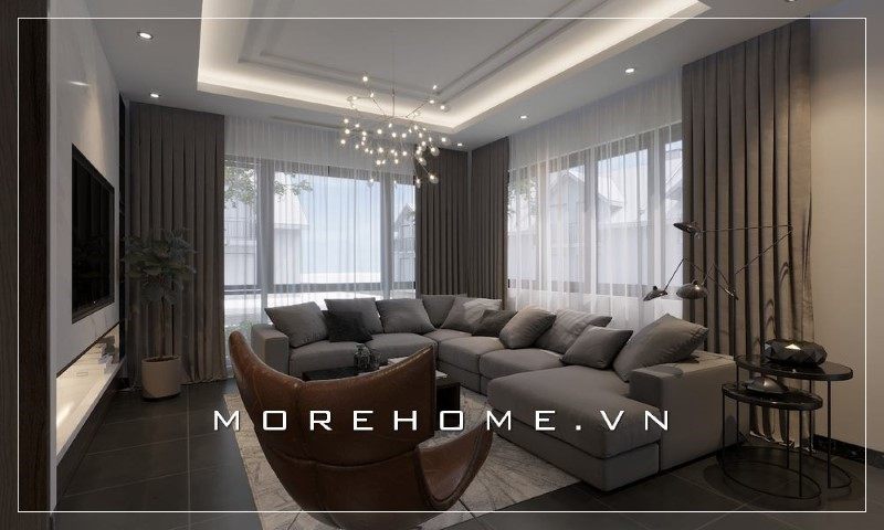 Bộ bàn ghế sofa màu xám được thiết kế mang phong cách hiện đại không chỉ mang đến cảm giác thoải mái khi sử dụng mà còn góp phần tô điểm thêm giá trị thẩm mỹ phía bên ngoài cho căn phòng.