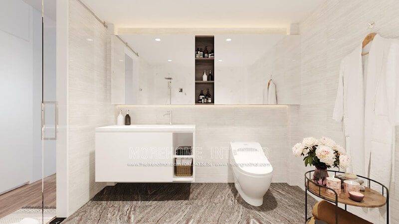 Chọn mẫu đá ốp vân gỗ đẹp cho phòng tắm.