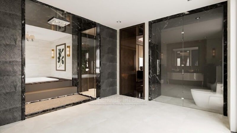 Mẫu thiết kế nội thất phòng tắm hiện đại cao cấp được áp dụng cho nhà biệt thự tại Hải Phòng.